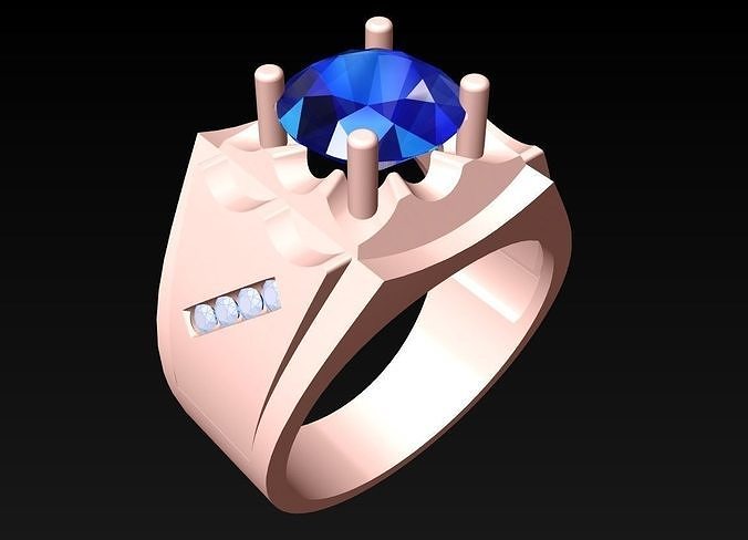 Diamond Rings - Mens Ring - N3236 3D print model