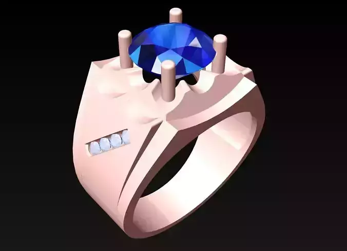 Diamond Rings - Mens Ring - N3236 3D print model