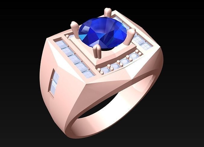 Diamond Rings - Mens Ring - N3230 3D print model