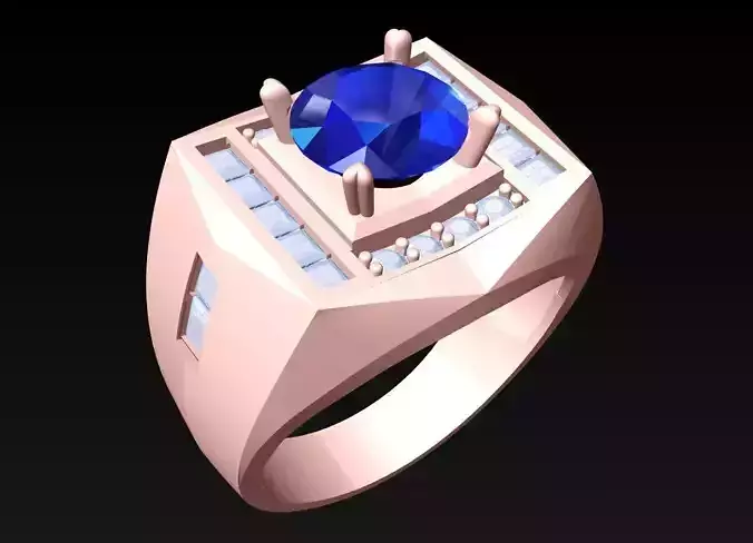 Diamond Rings - Mens Ring - N3230 3D print model