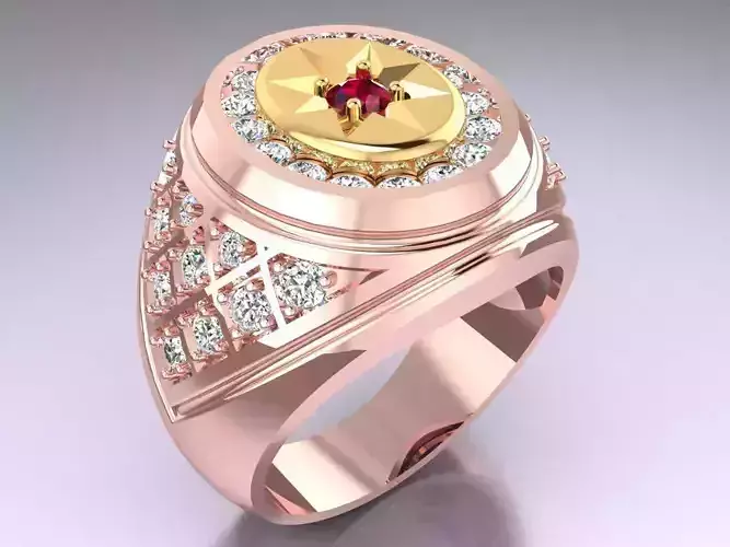 Diamond Rings - Mens Ring - N3241 3D print model