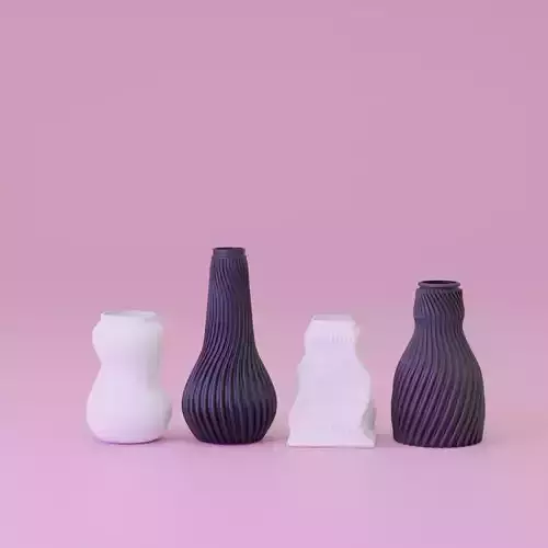3D Printable minimalistic flower vase pack 3D print model