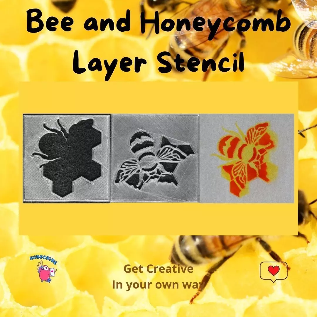 Bee and Honeycomb Layer Stencil 3D print model_0