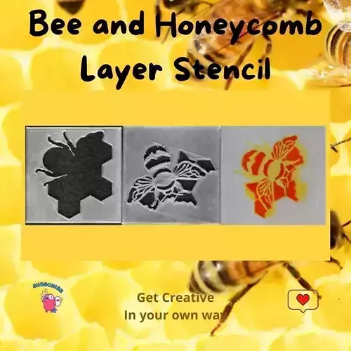 Bee and Honeycomb Layer Stencil 3D print model