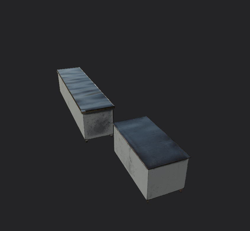 Tables and Counters Low-poly 3D model_1