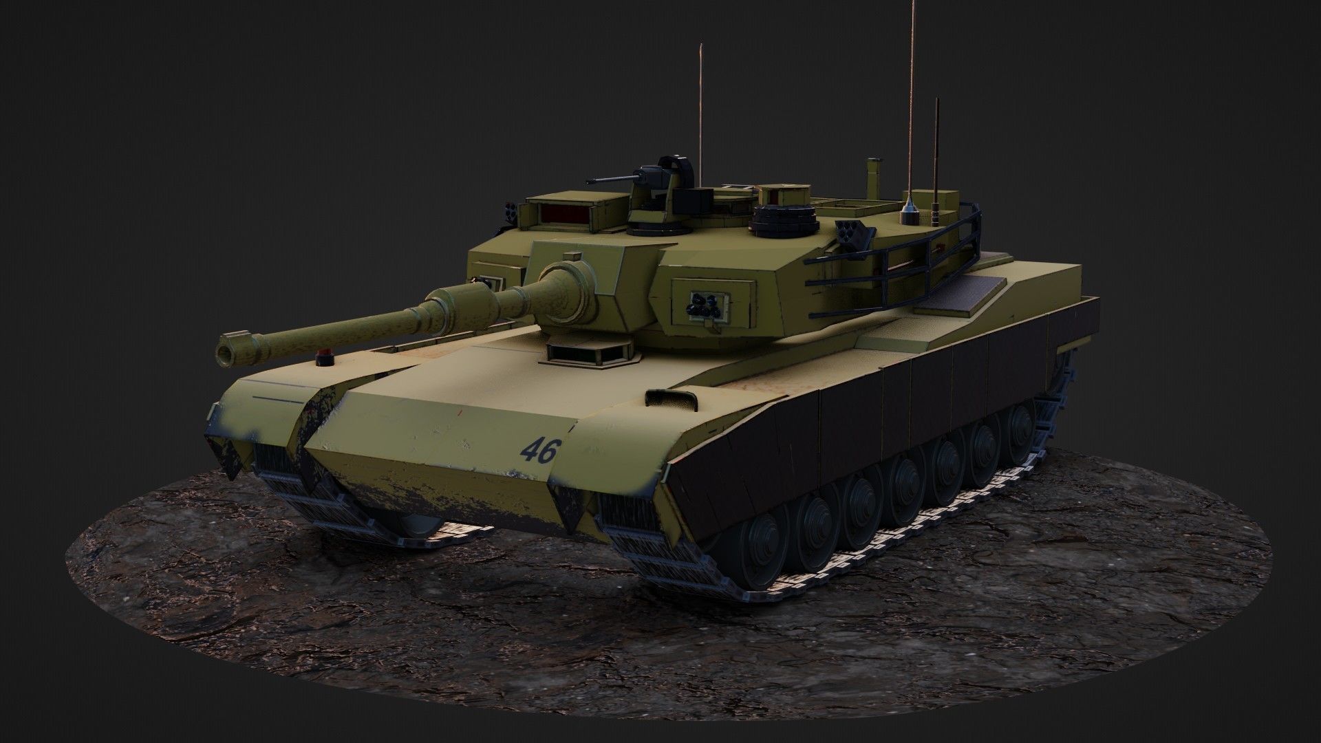Army tank Low-poly 3D model_13