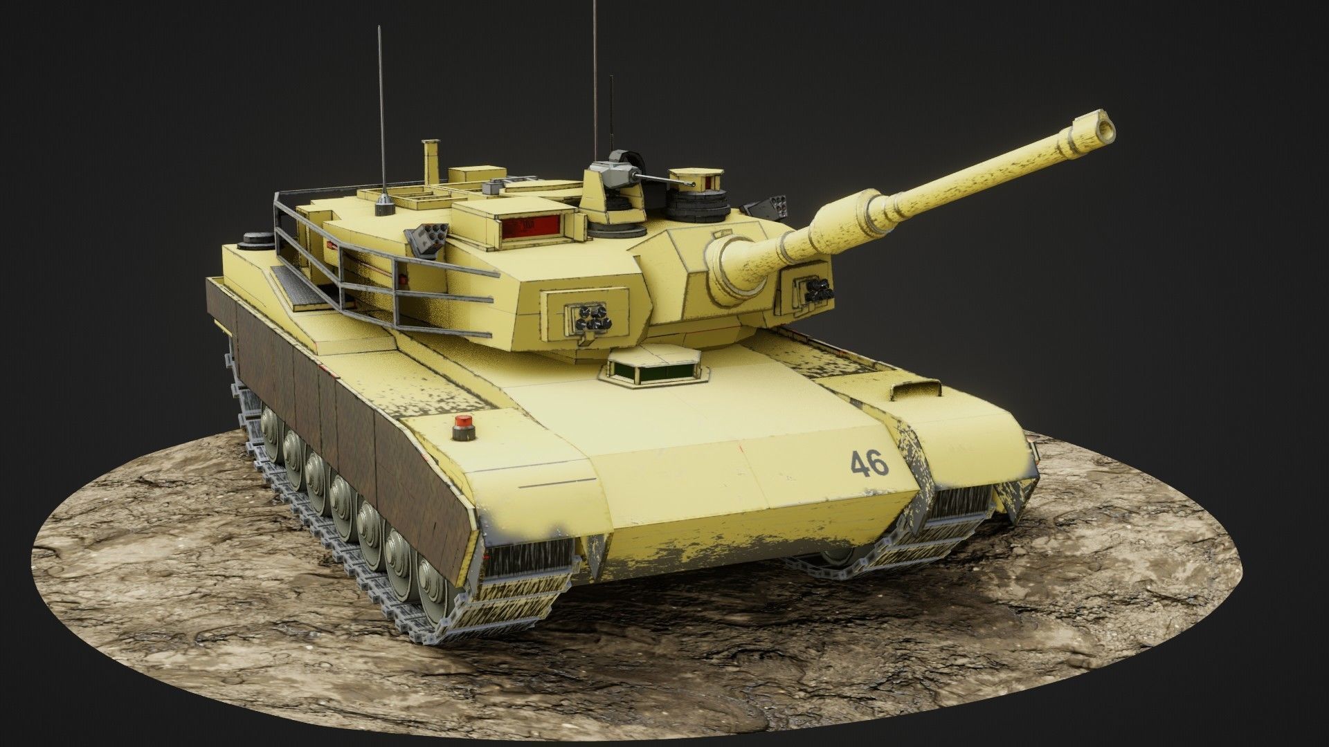 Army tank Low-poly 3D model_18