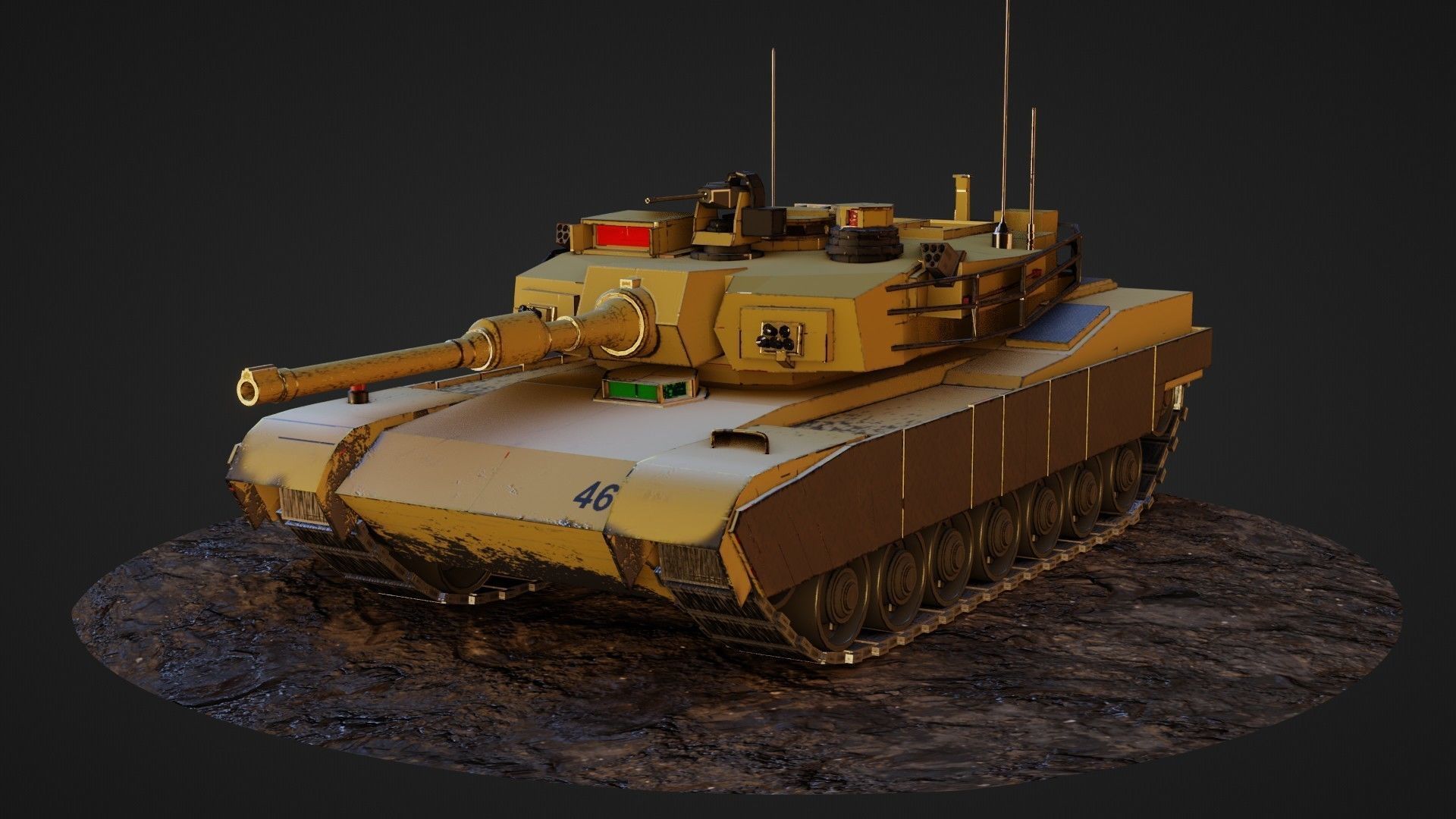 Army tank Low-poly 3D model_7
