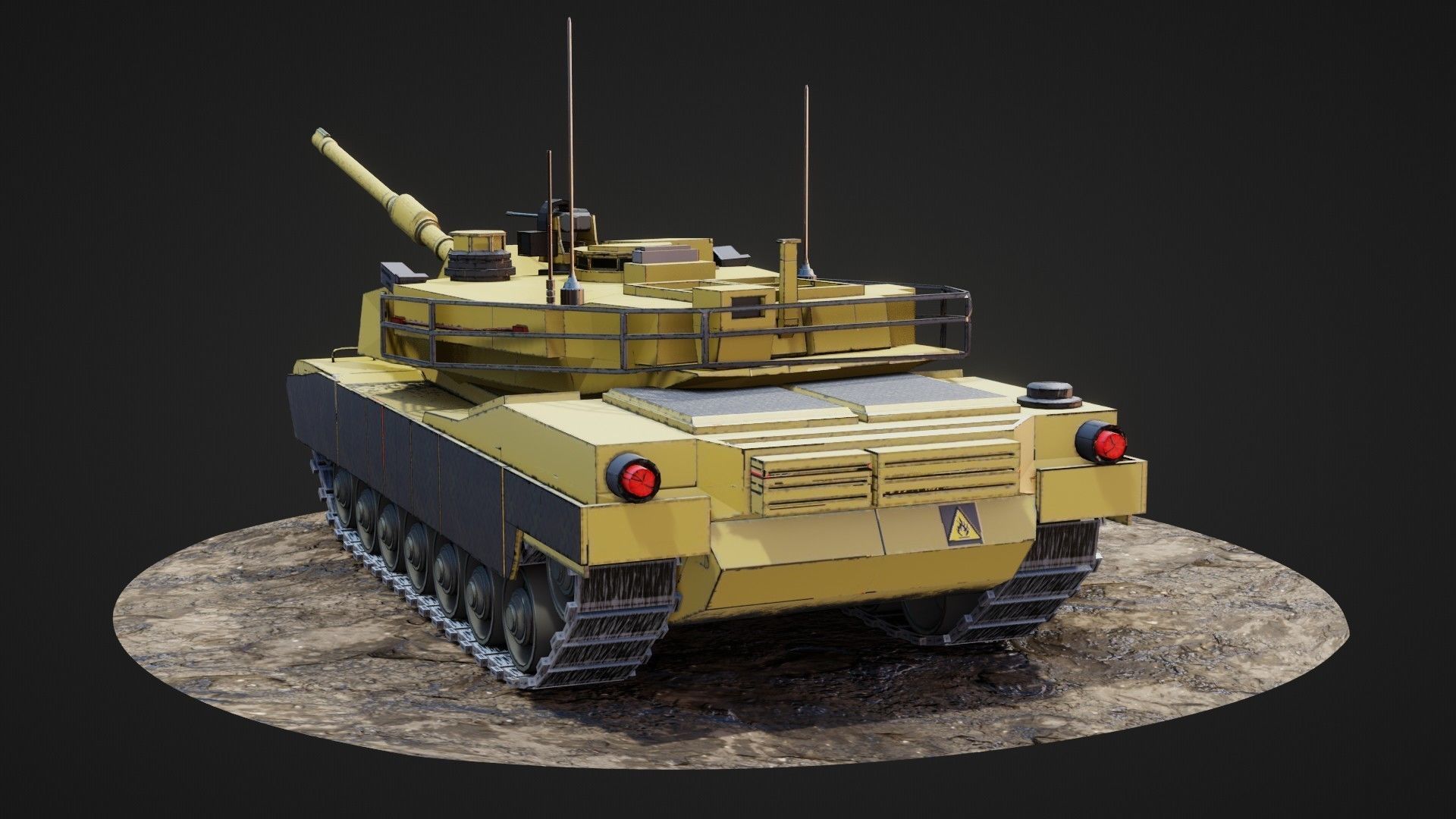 Army tank Low-poly 3D model_8