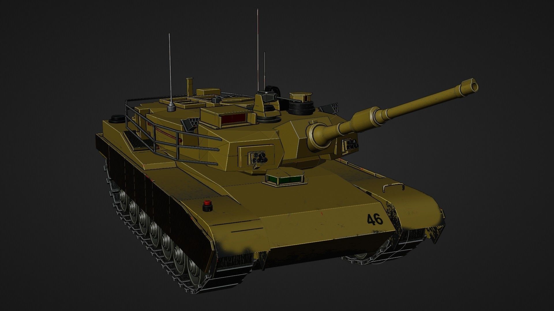 Army tank Low-poly 3D model_12