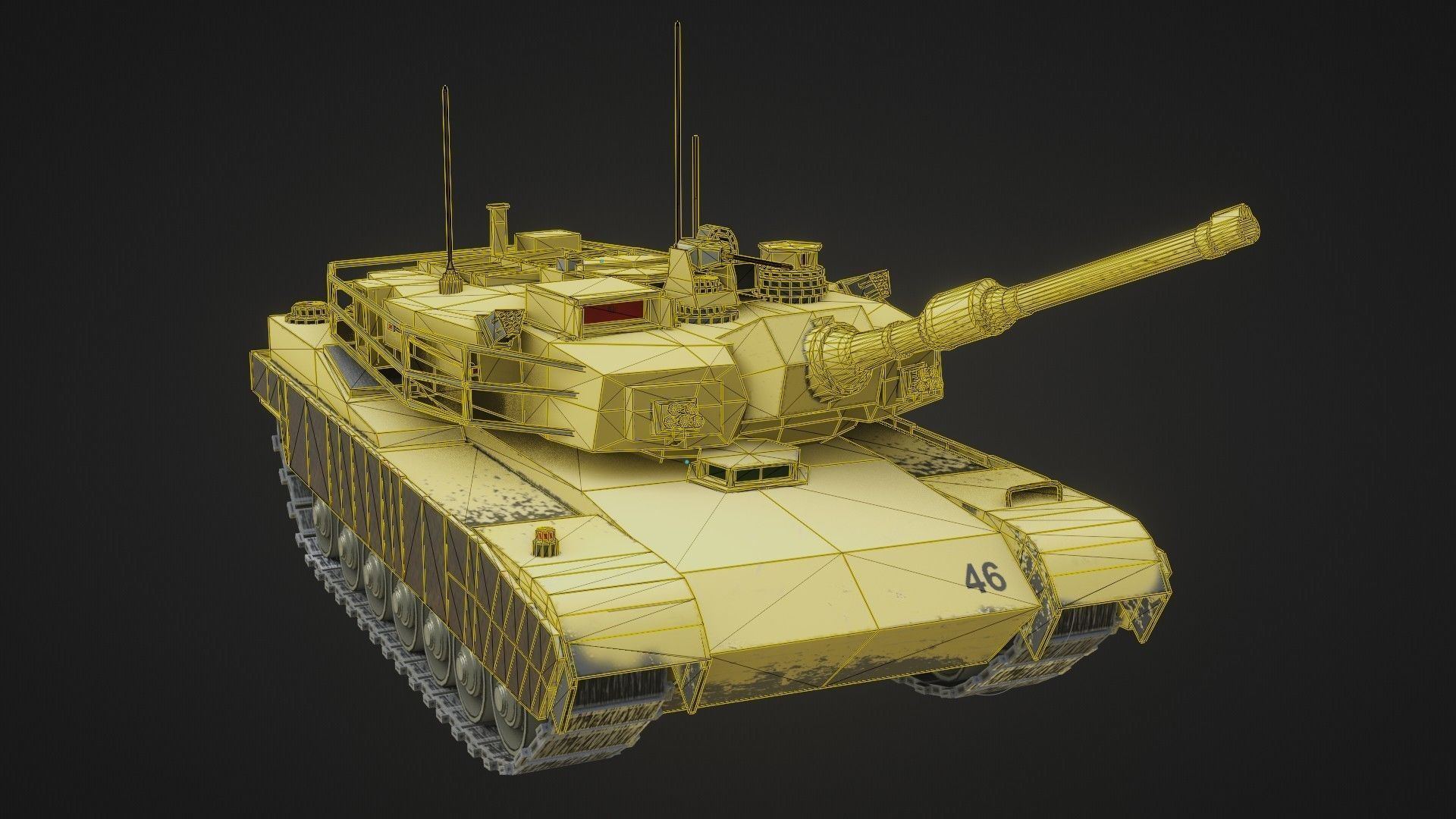 Army tank Low-poly 3D model_17