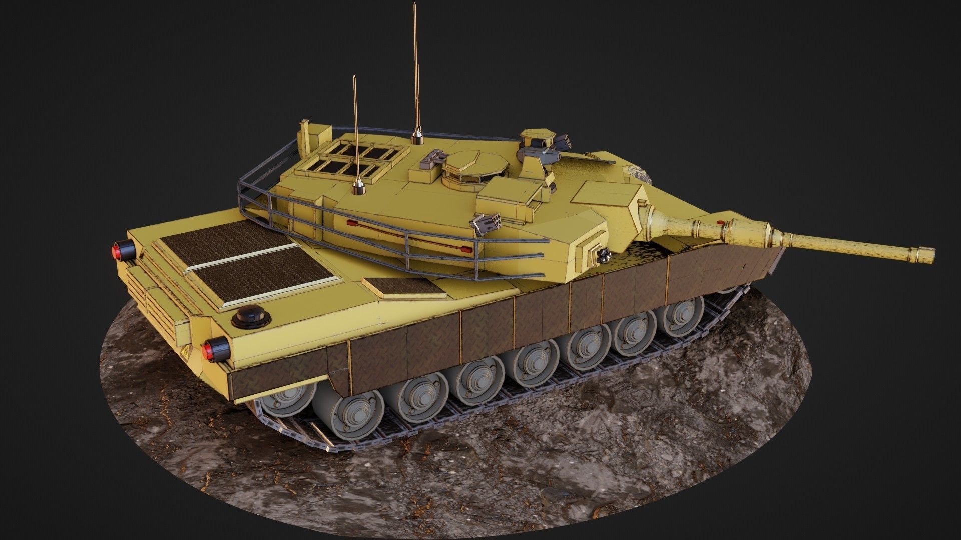 Army tank Low-poly 3D model_2