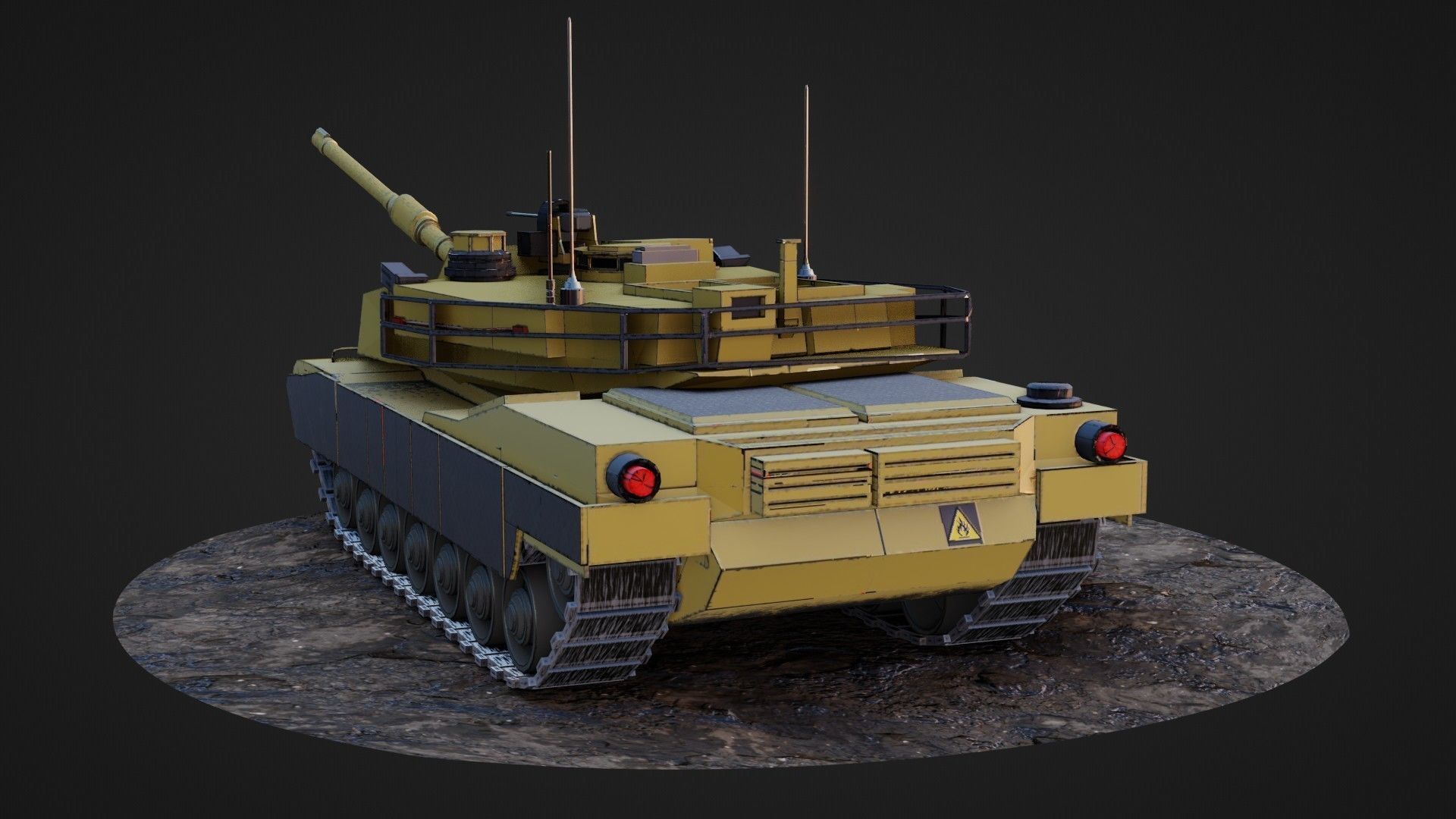 Army tank Low-poly 3D model_10