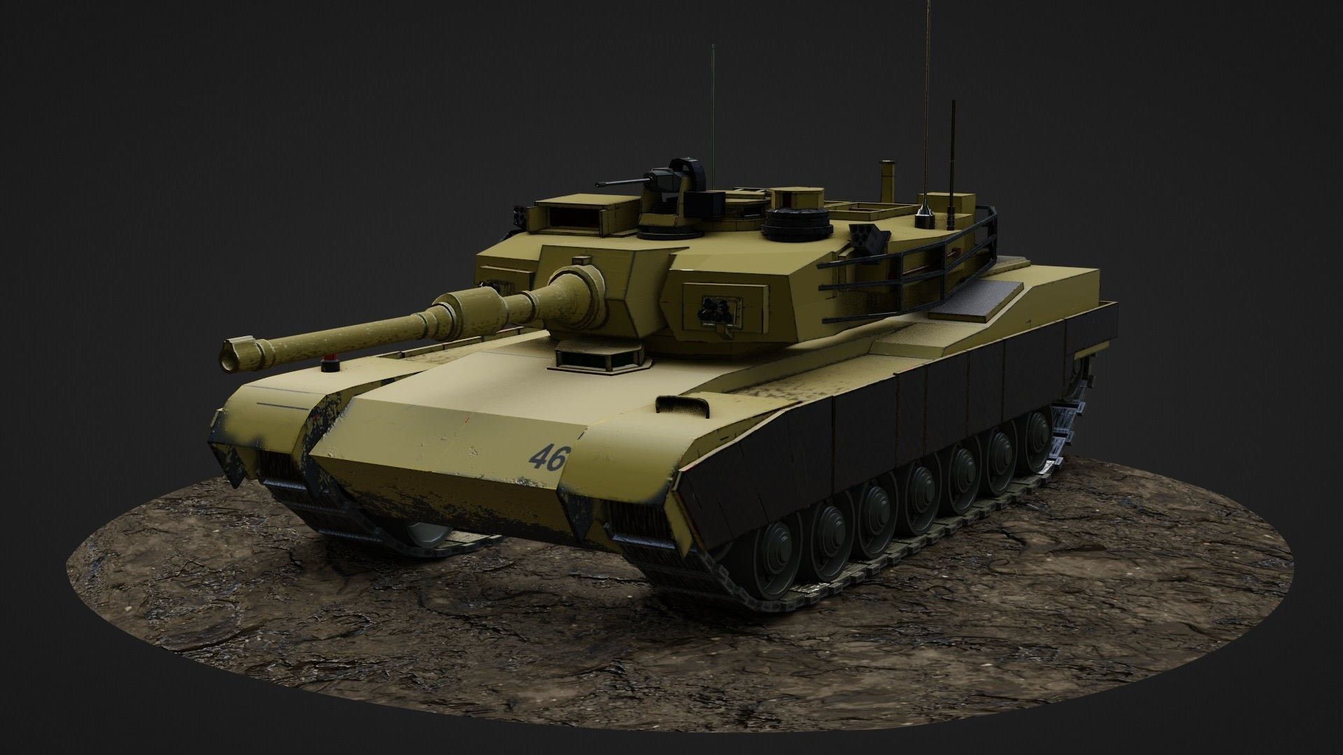Army tank Low-poly 3D model_9