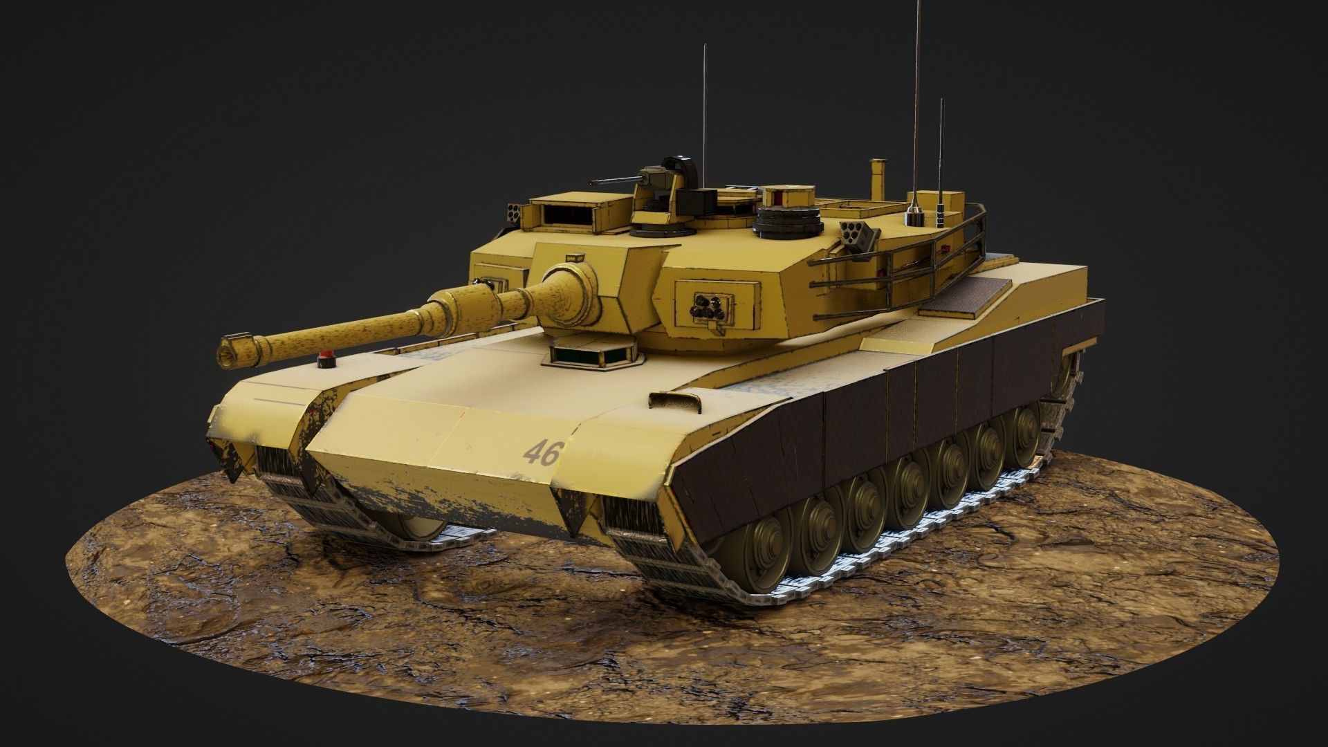 Army tank Low-poly 3D model_6