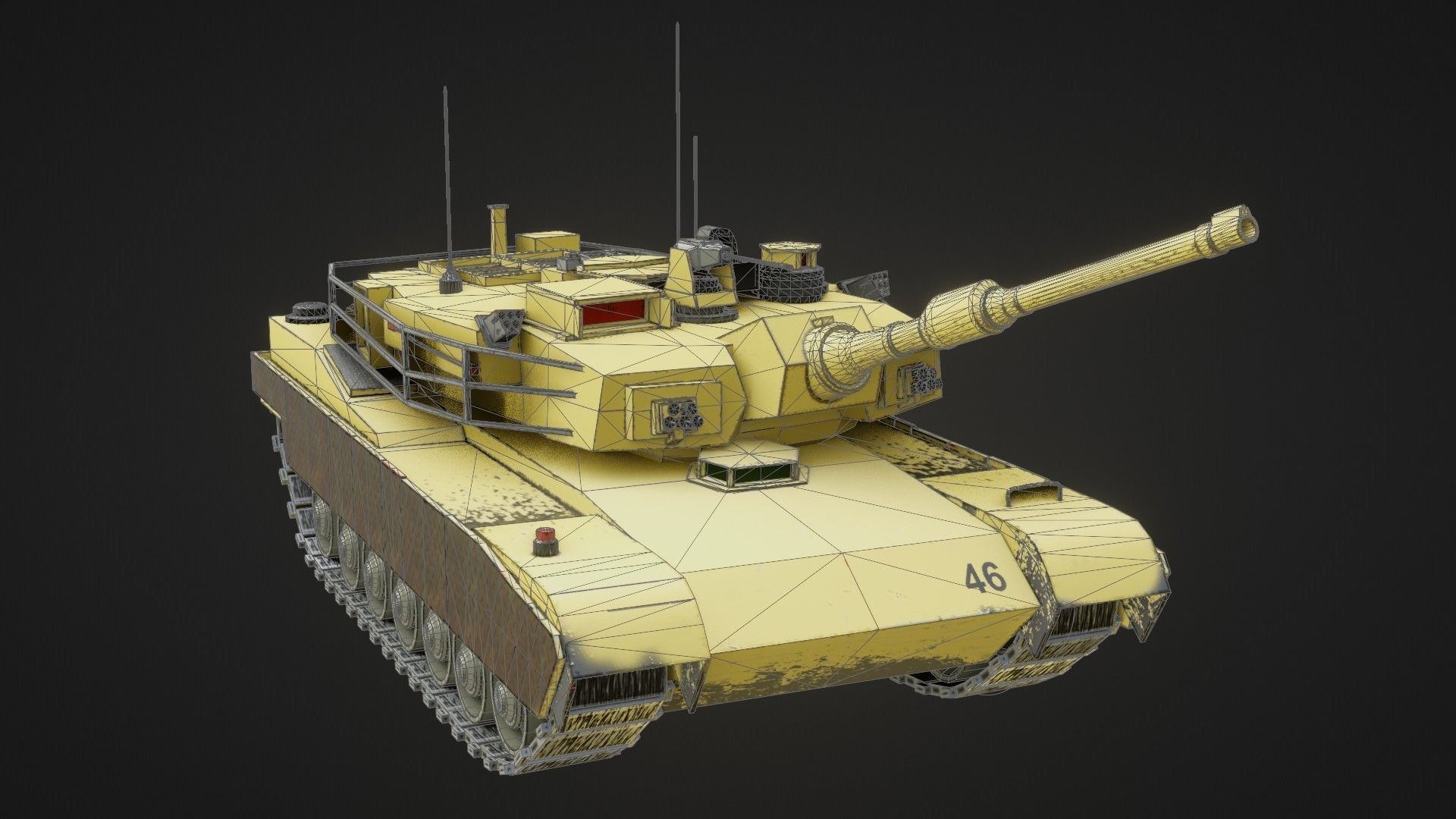 Army tank Low-poly 3D model_19