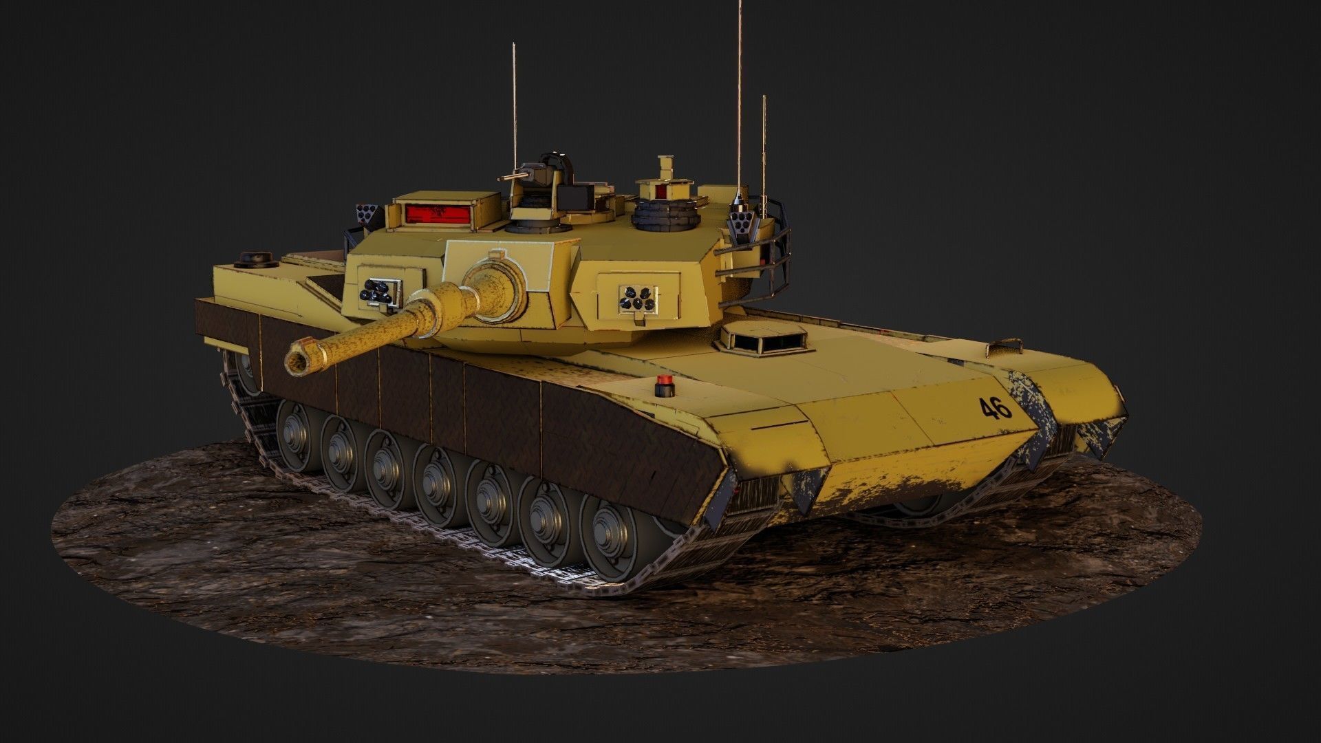 Army tank Low-poly 3D model_1