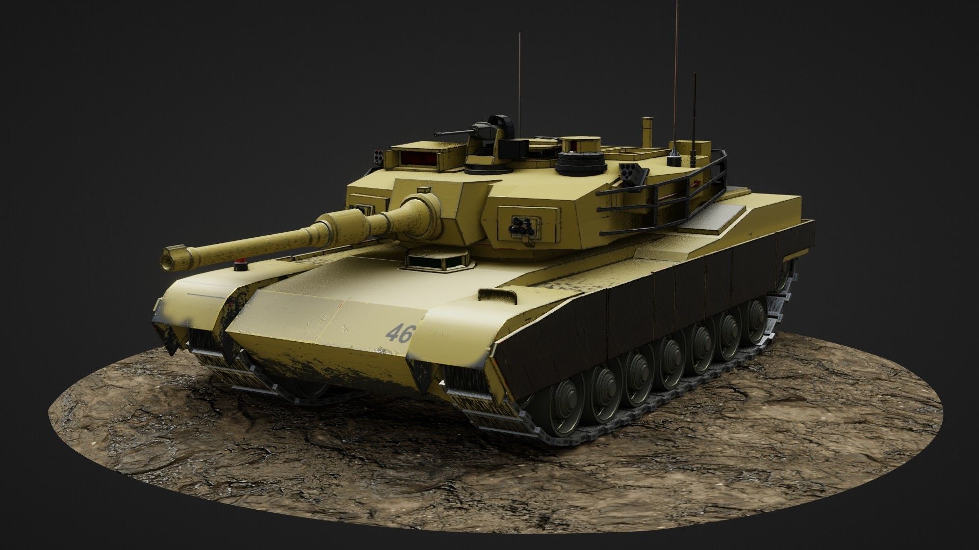 Army tank Low-poly 3D model_4