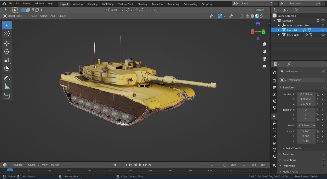 Army tank Low-poly 3D model_3