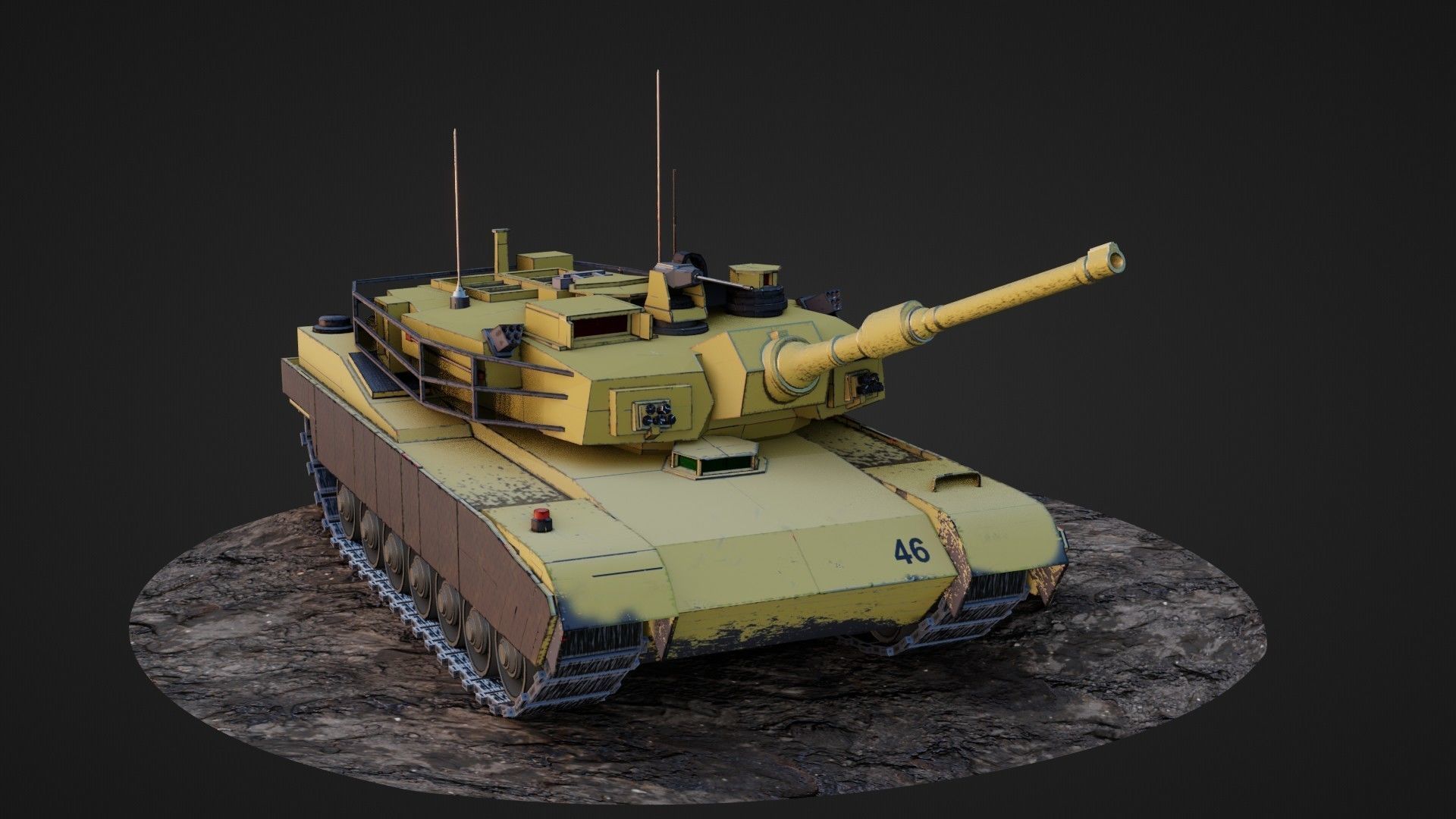 Army tank Low-poly 3D model_16