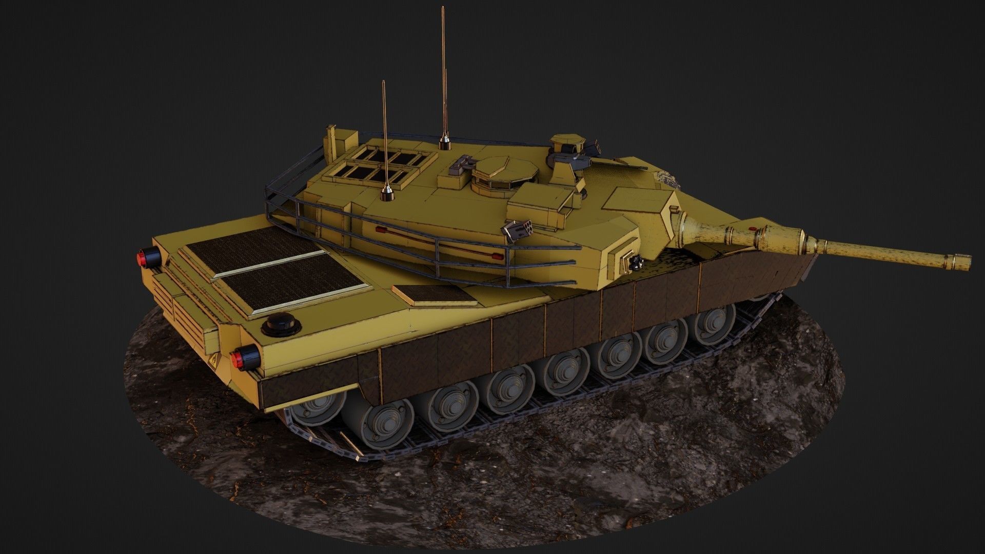 Army tank Low-poly 3D model_15