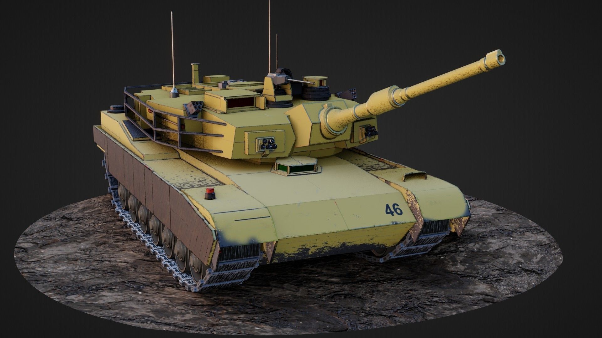 Army tank Low-poly 3D model_14