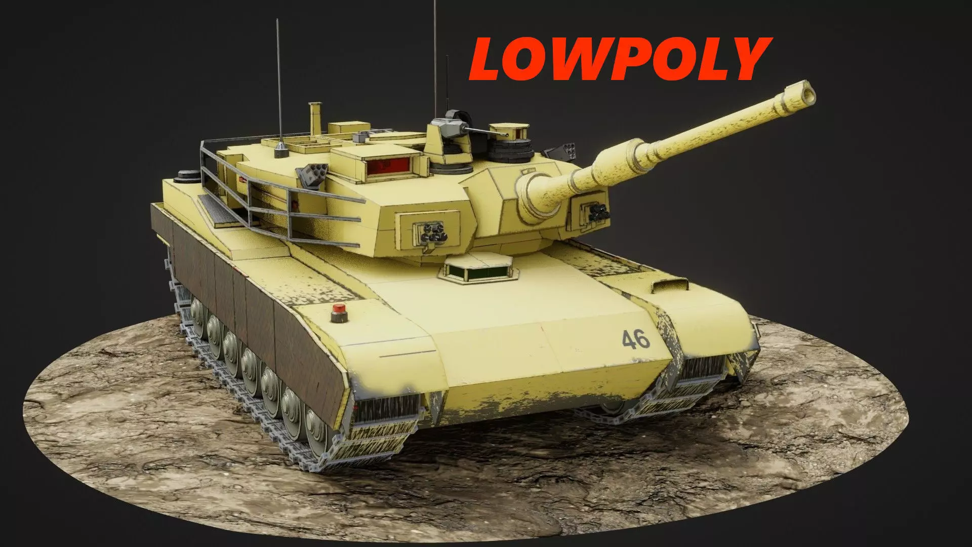 Army tank Low-poly 3D model_0