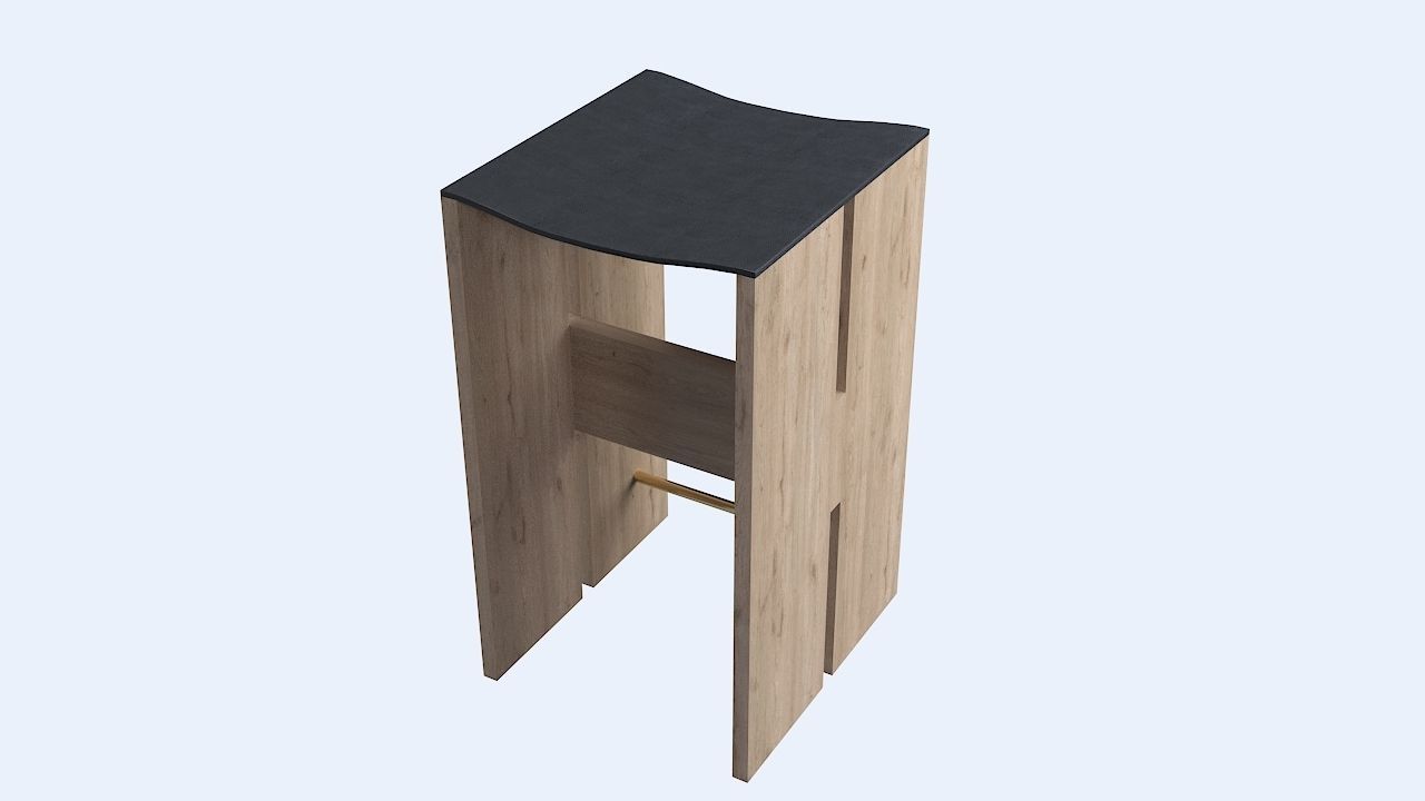 Bar stool Low-poly 3D model_3