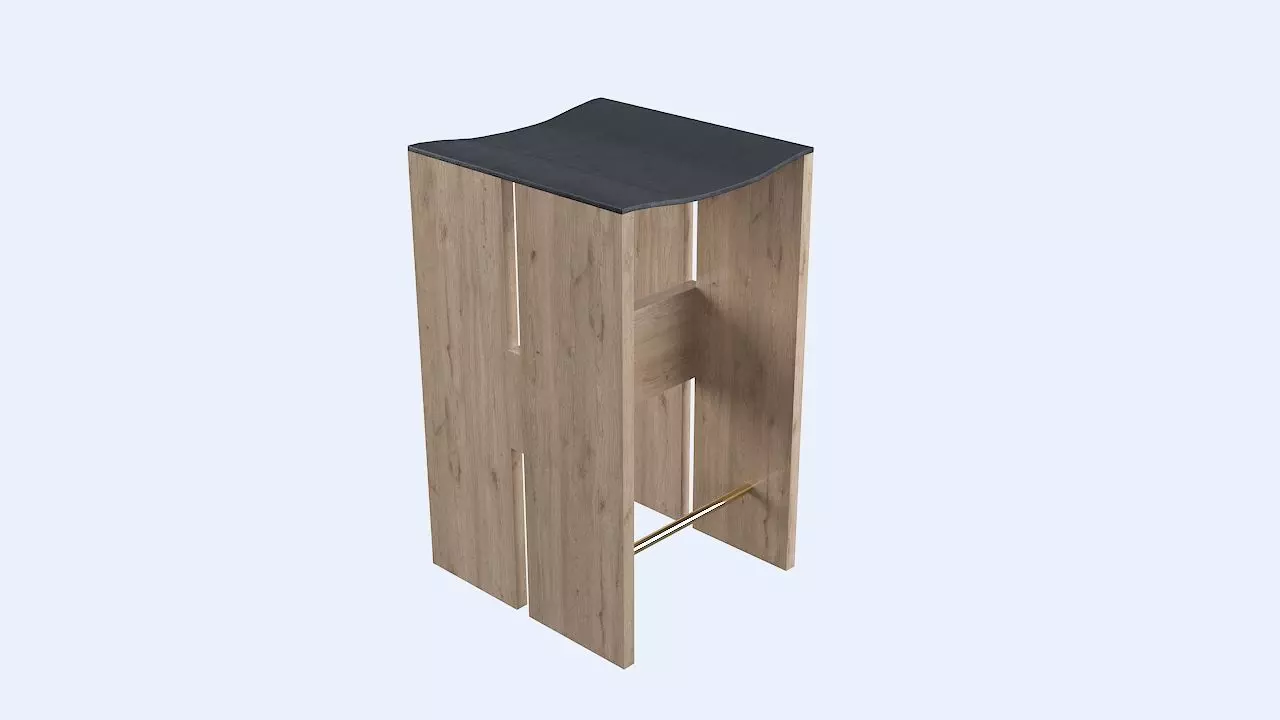 Bar stool Low-poly 3D model_0