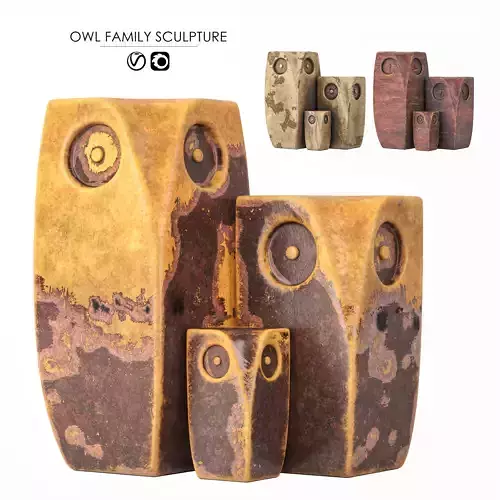 Owl Family Sculpture 3D model
