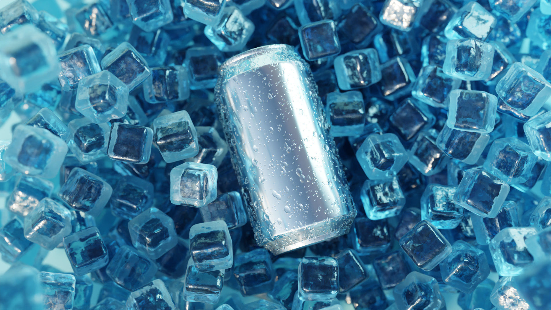 Coke Can with Condensation and Ice Cubes 3D model_2