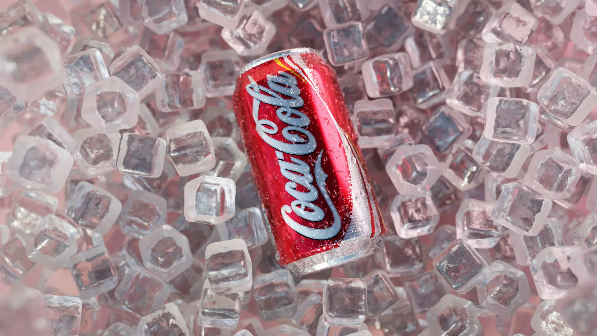 Coke Can with Condensation and Ice Cubes 3D model_0