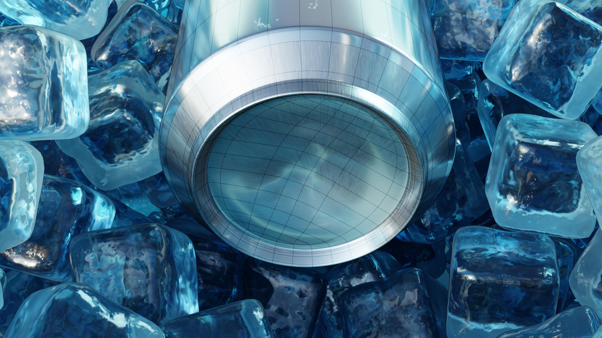 Coke Can with Condensation and Ice Cubes 3D model_3