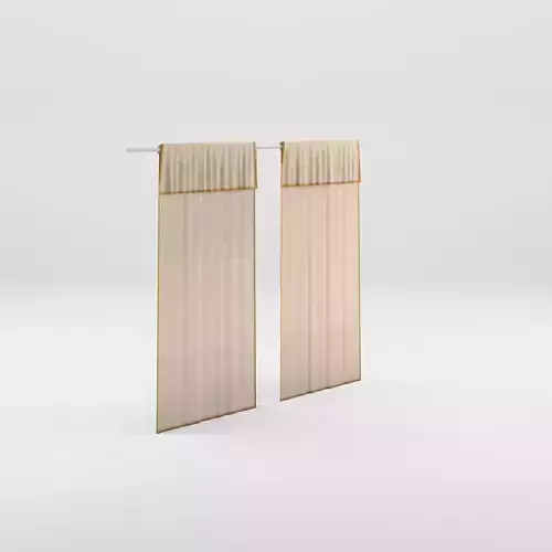 3D Model with 2-pack curtain length in linen mix-2