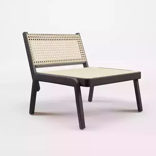 3D Model of a low lounge chair in meranti wood Low-poly 3D model