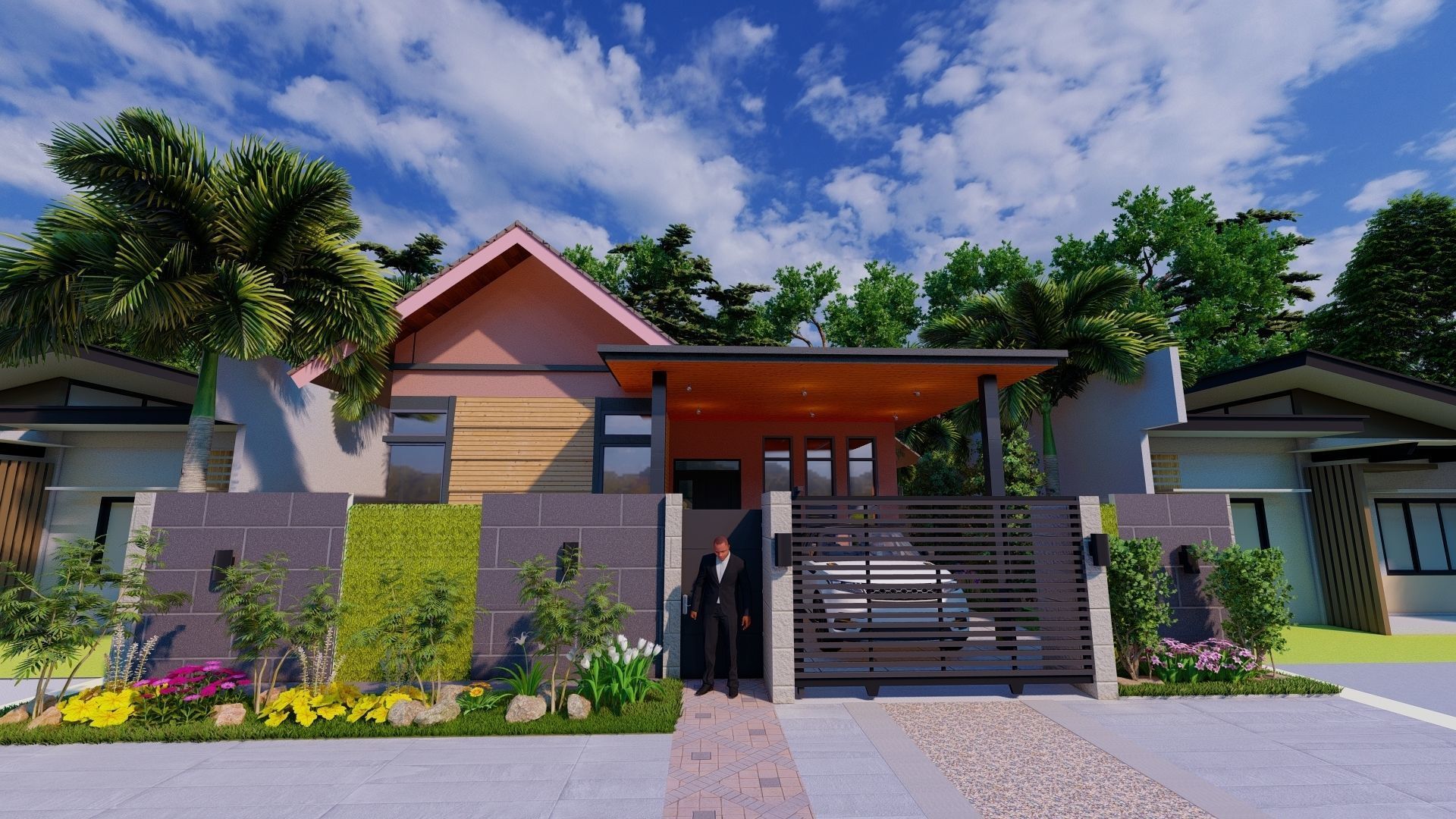 TOWN HOUSE BUILDING Low-poly 3D model_3