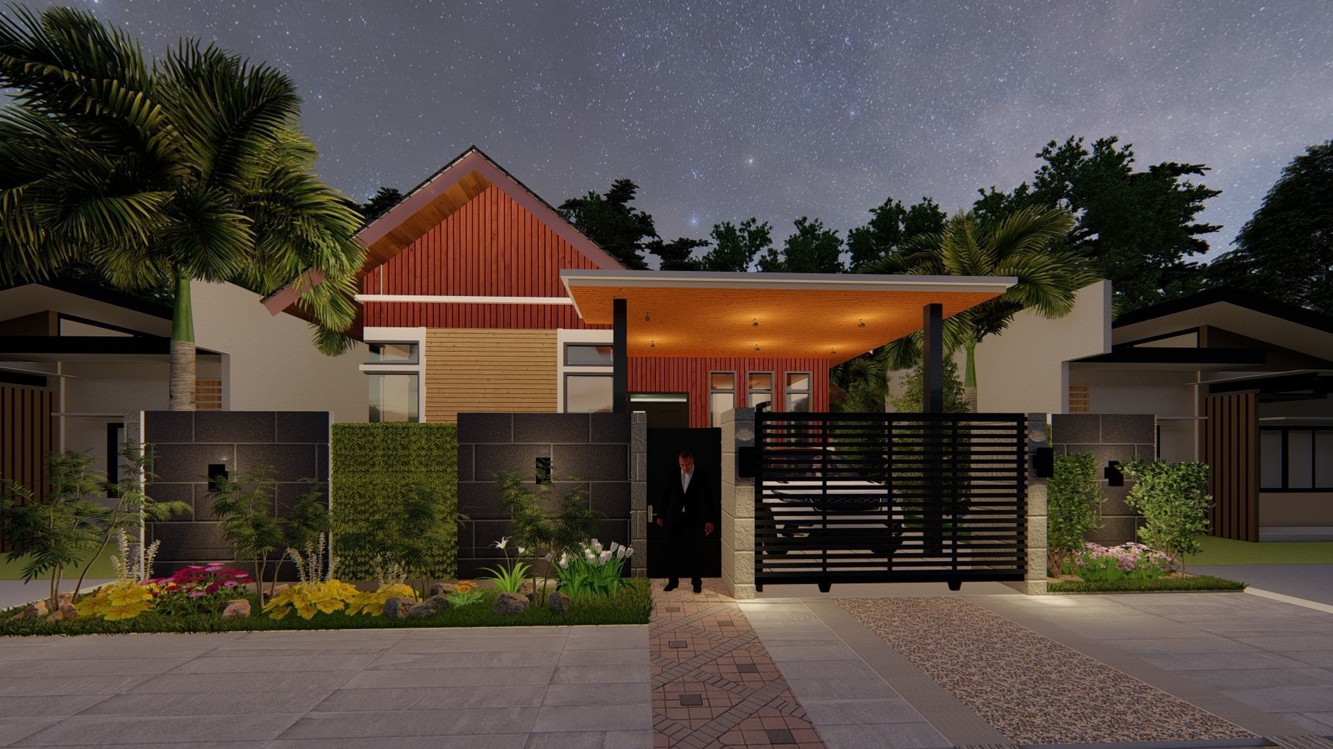 TOWN HOUSE BUILDING Low-poly 3D model_1