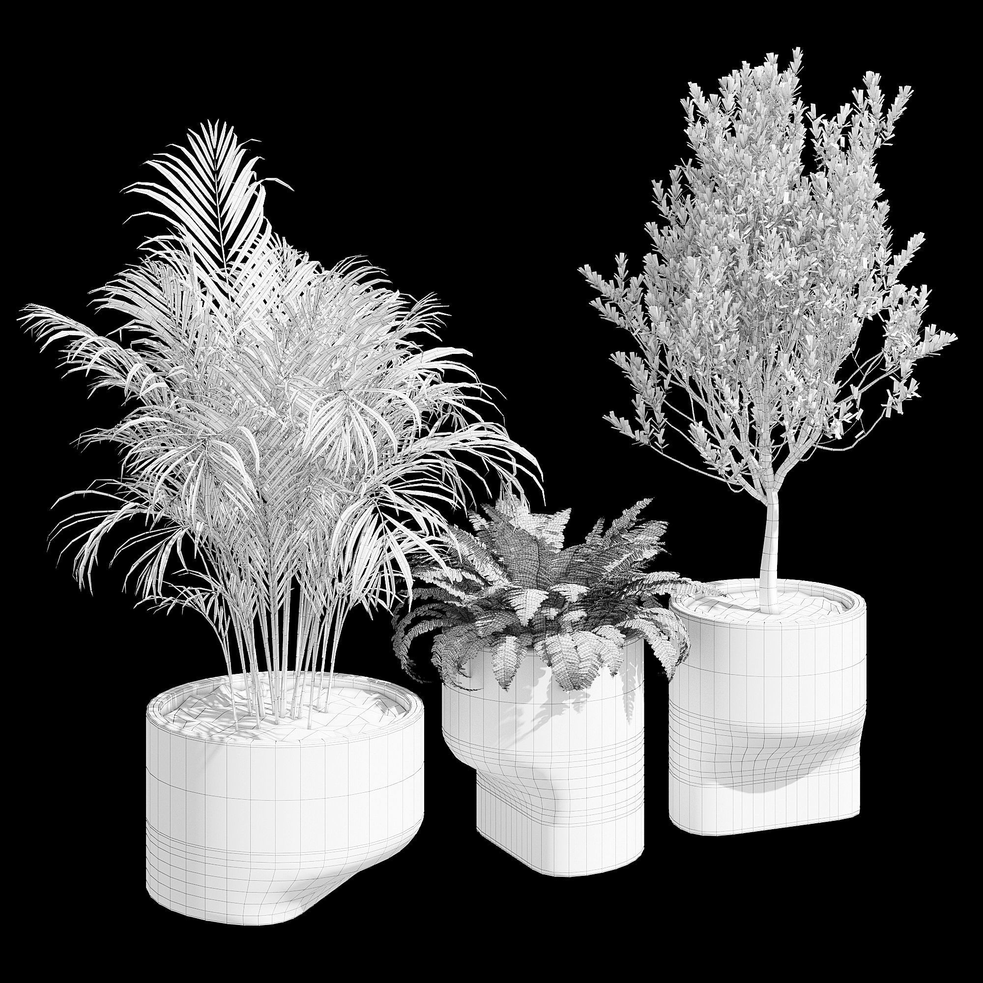 planter set 6 three concrete planters 3D model_3