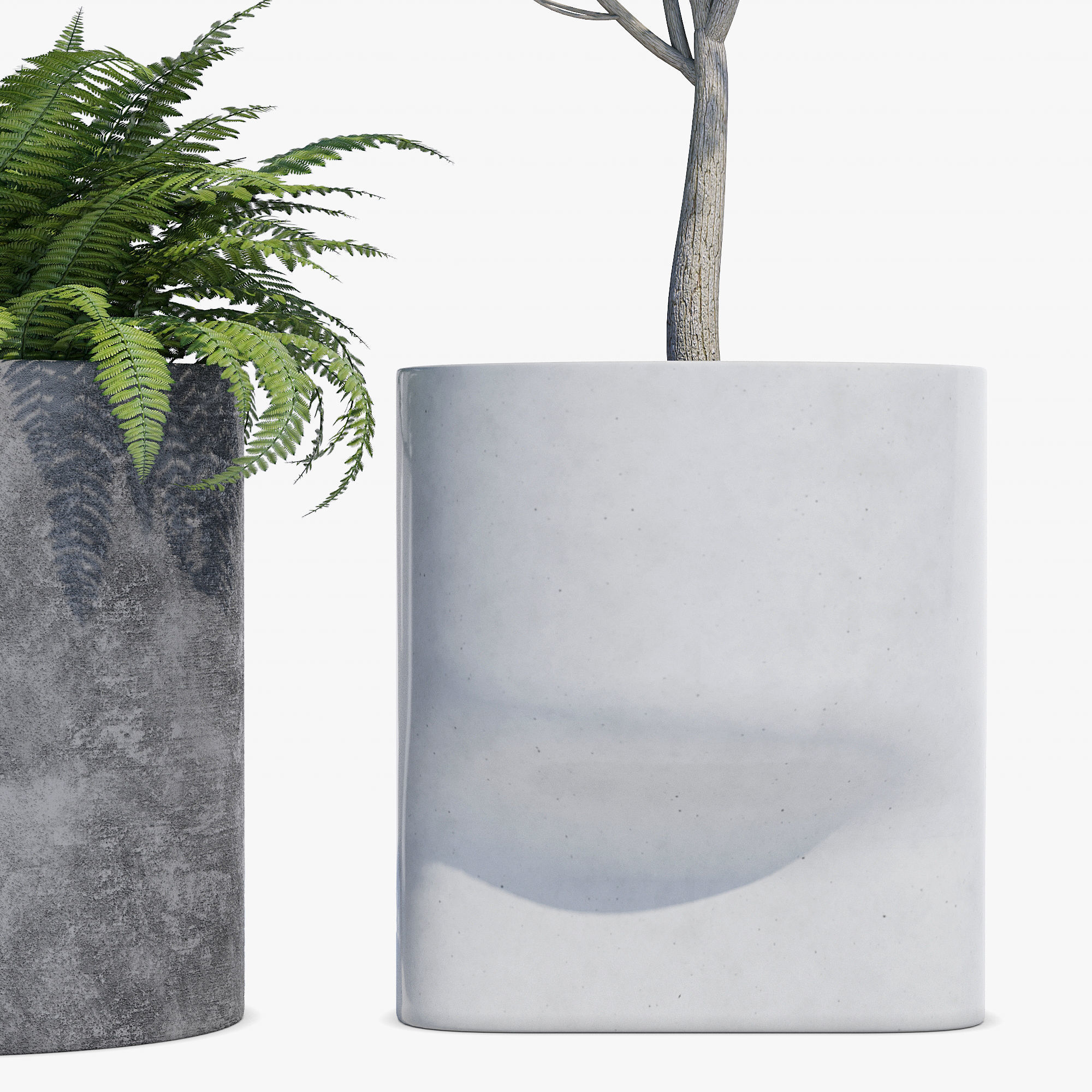 planter set 6 three concrete planters 3D model_1