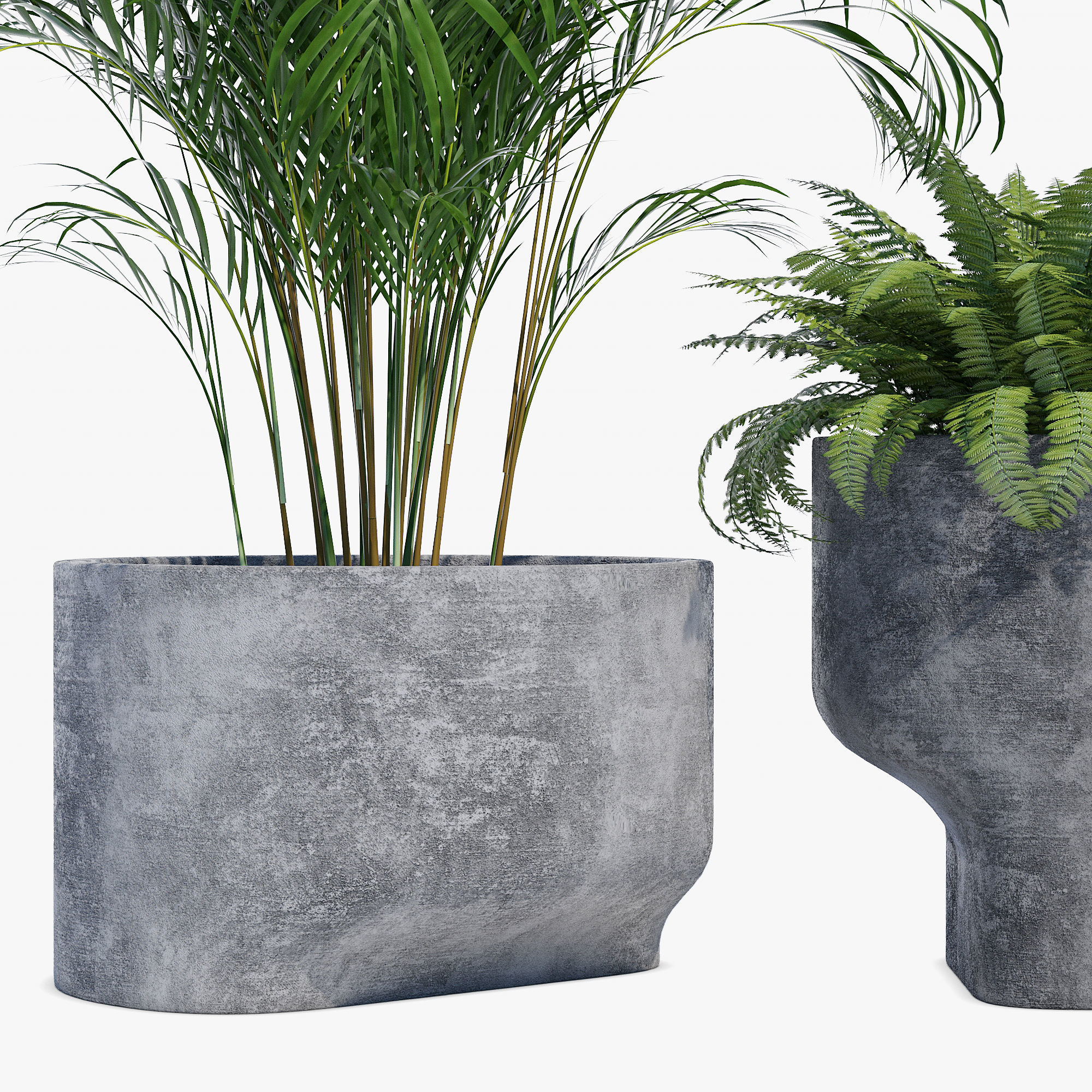 planter set 6 three concrete planters 3D model_7