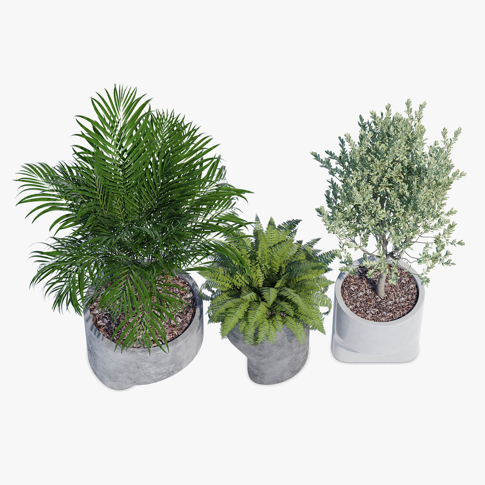 planter set 6 three concrete planters 3D model_2