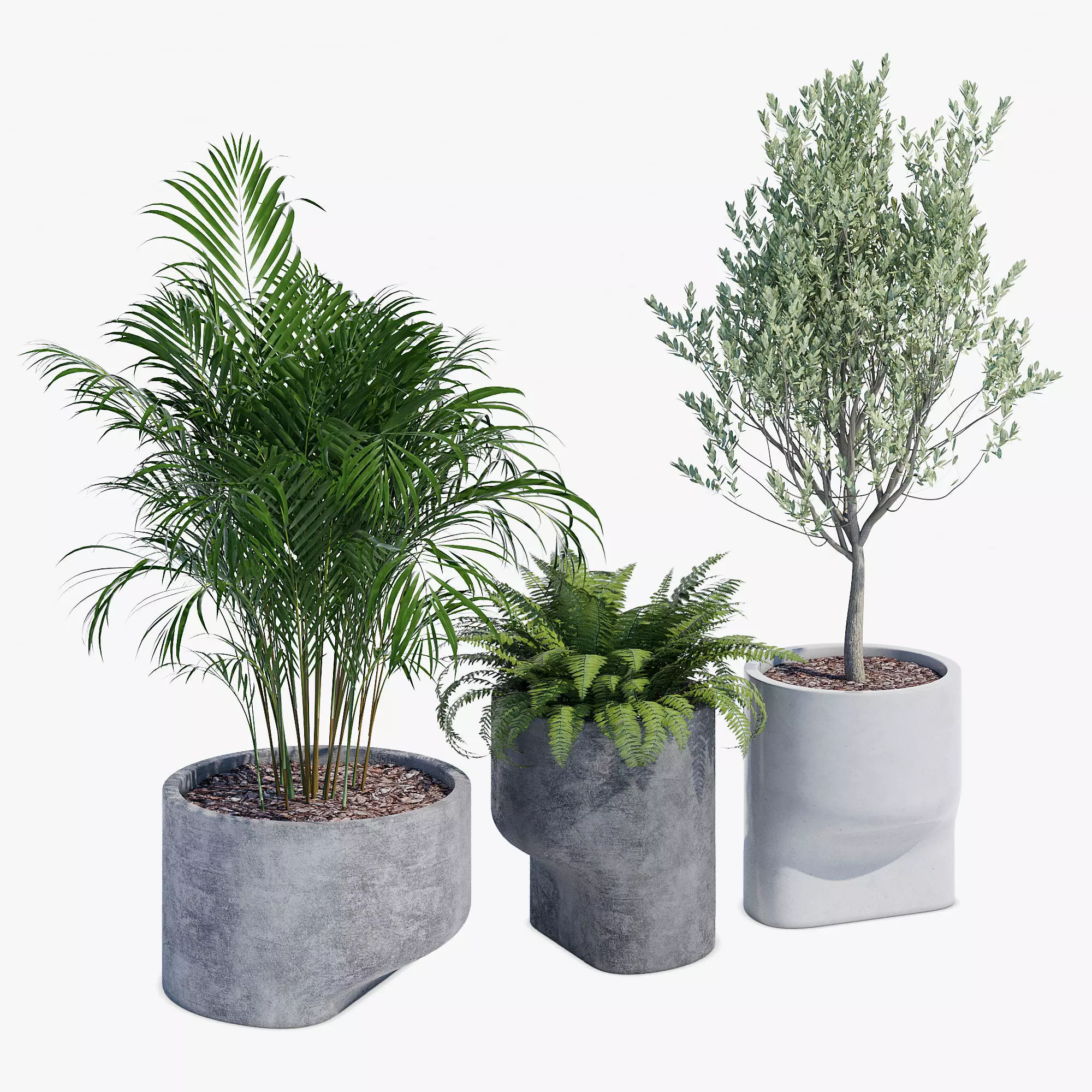 planter set 6 three concrete planters 3D model_0