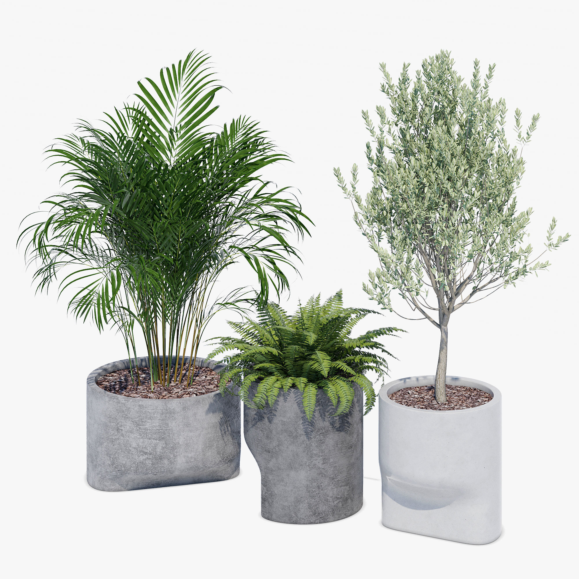 planter set 6 three concrete planters 3D model_5