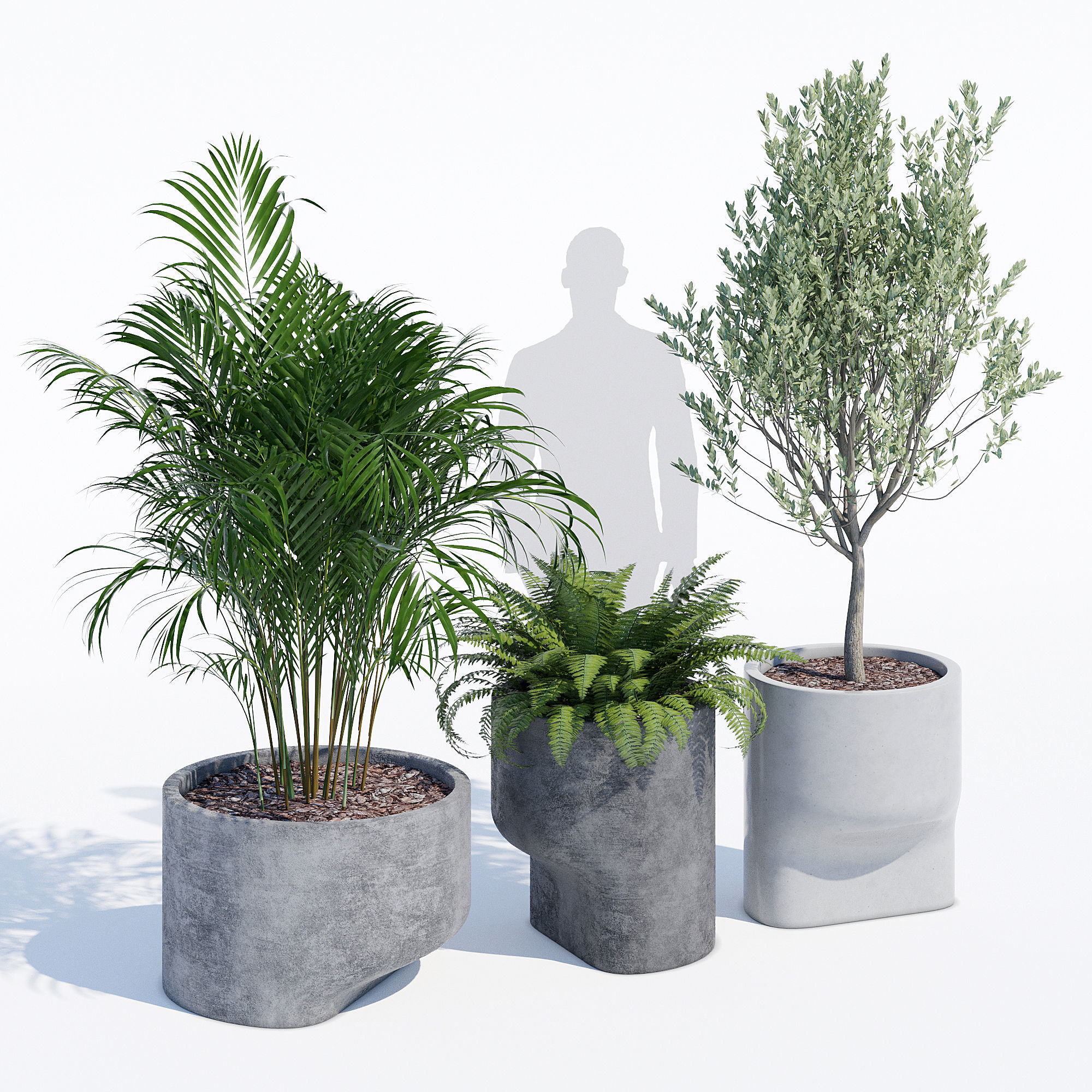 planter set 6 three concrete planters 3D model_4