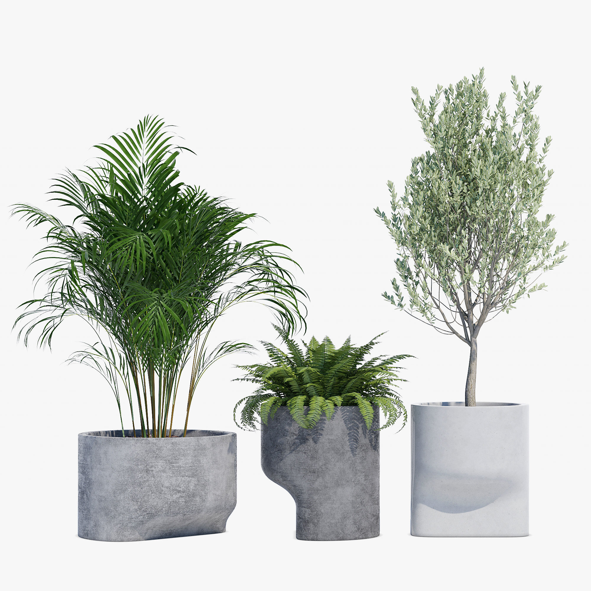 planter set 6 three concrete planters 3D model_9
