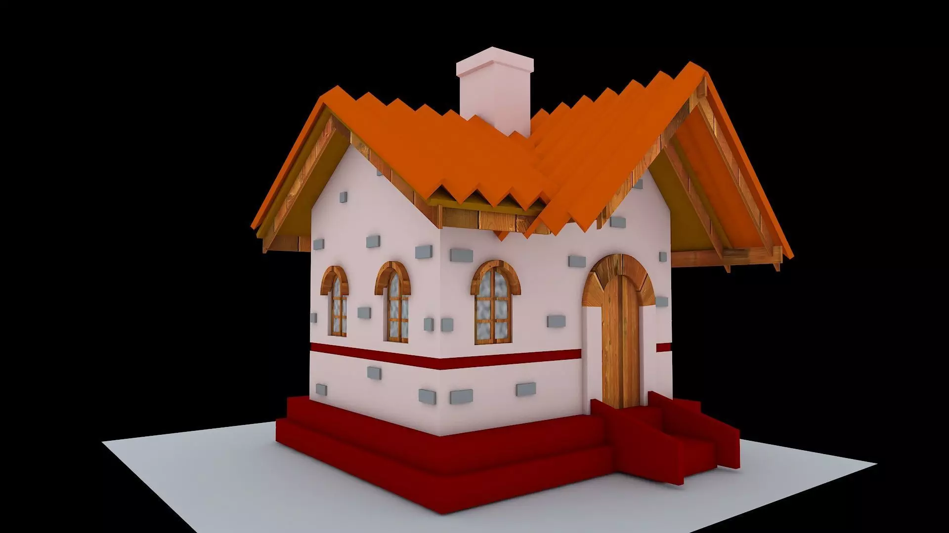 Cartoon House Low-poly 3D model_0
