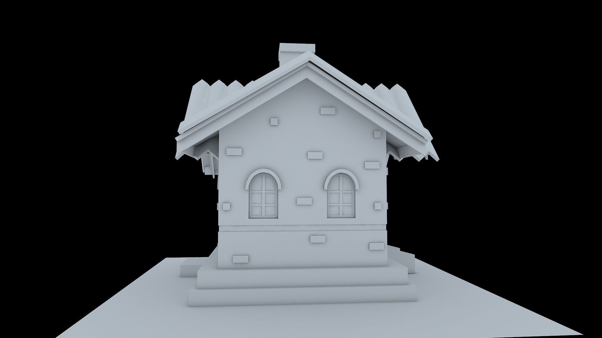 Cartoon House Low-poly 3D model_4
