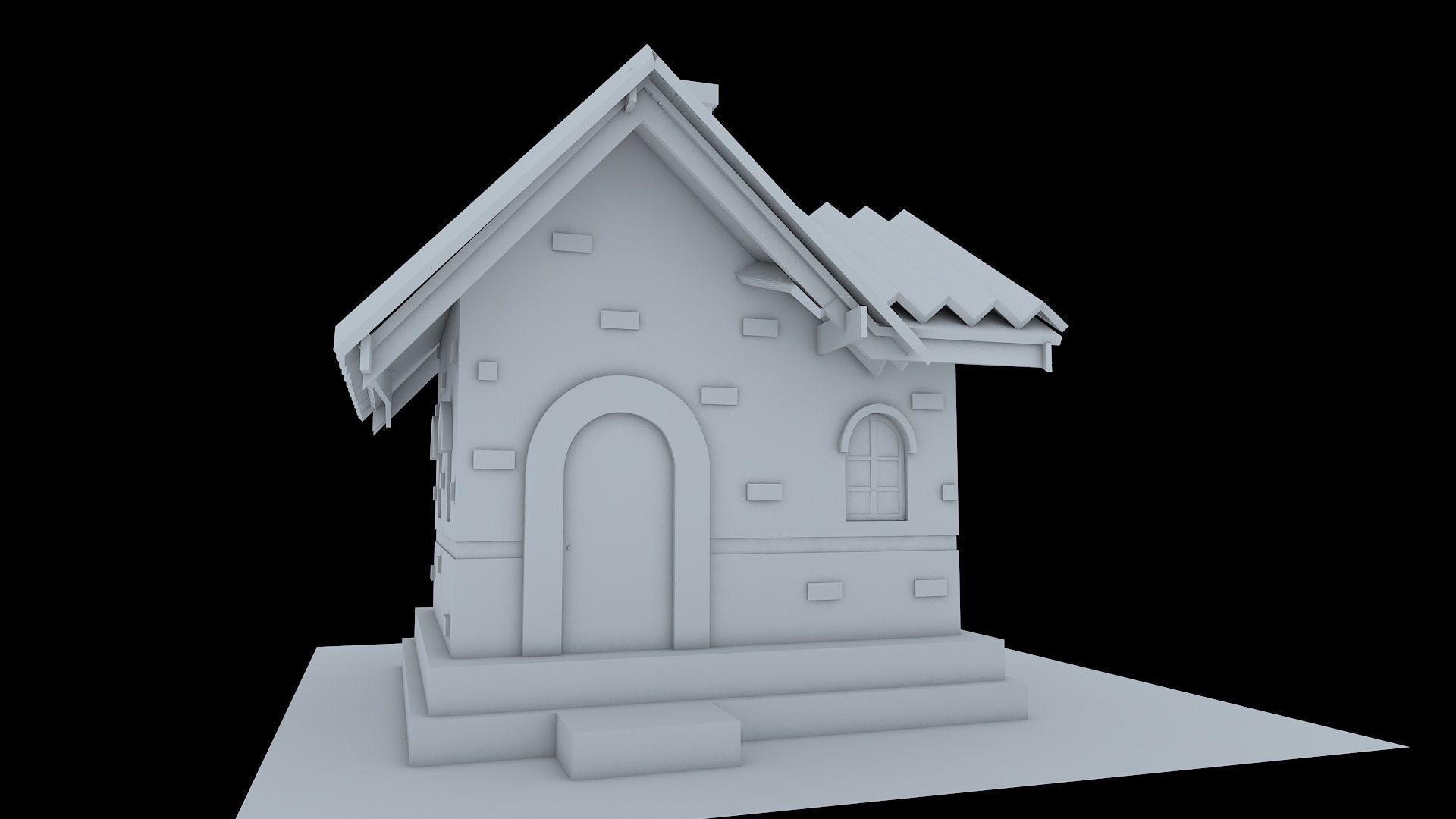 Cartoon House Low-poly 3D model_2