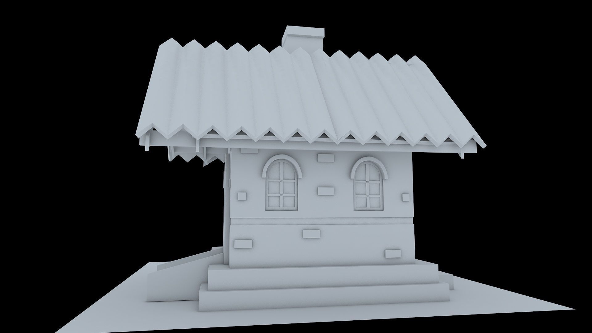 Cartoon House Low-poly 3D model_3