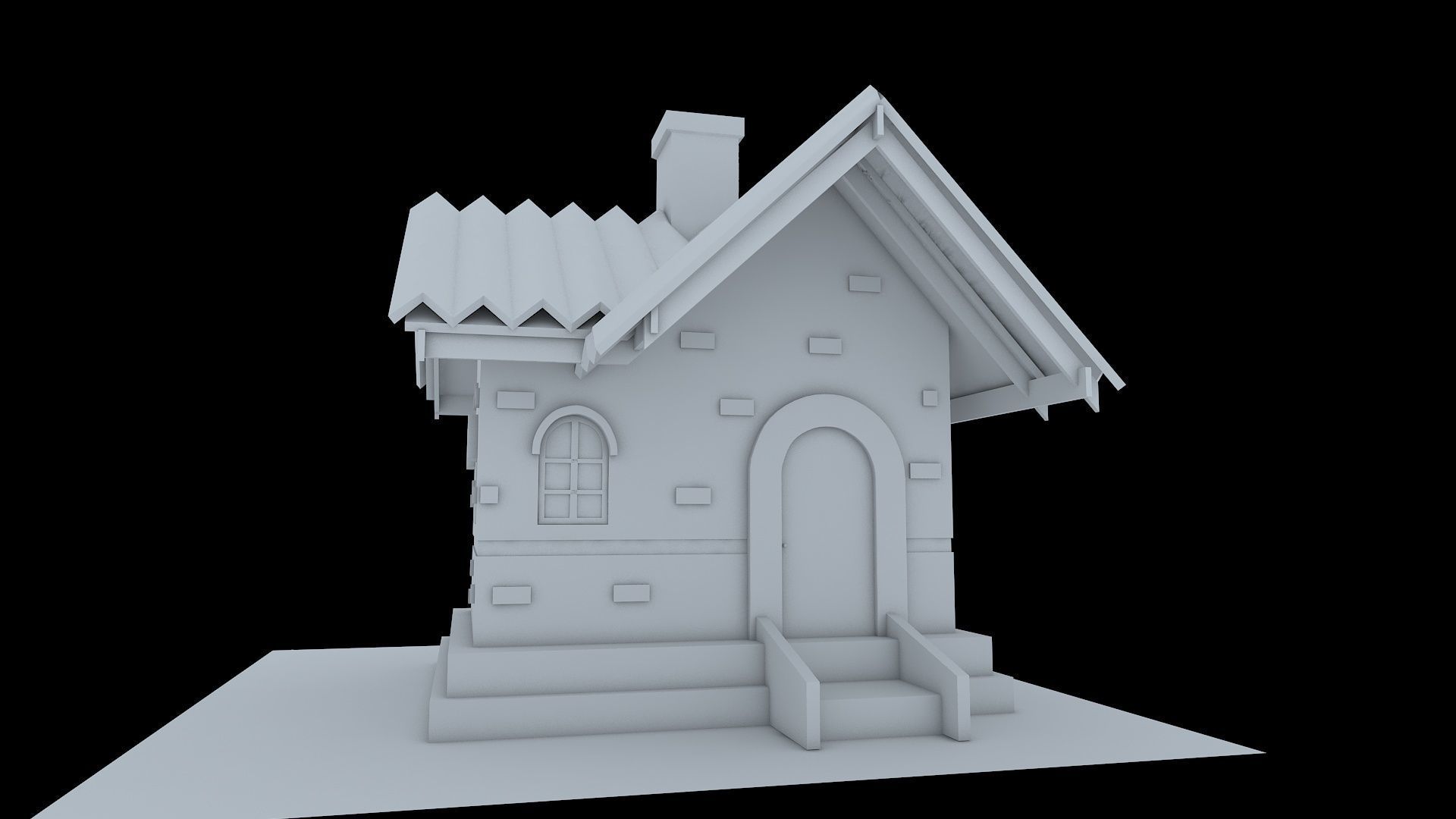 Cartoon House Low-poly 3D model_1